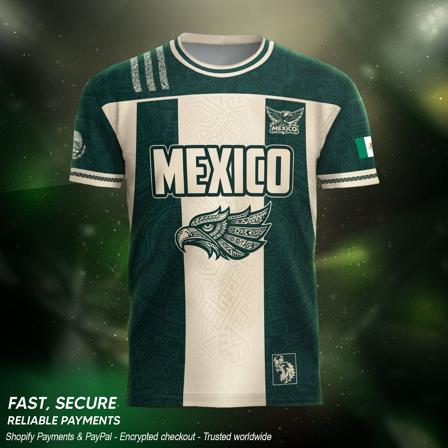 Mexico Green Beige Eagle Heritage Estados Unidos Mexicanos National Soccer Jersey