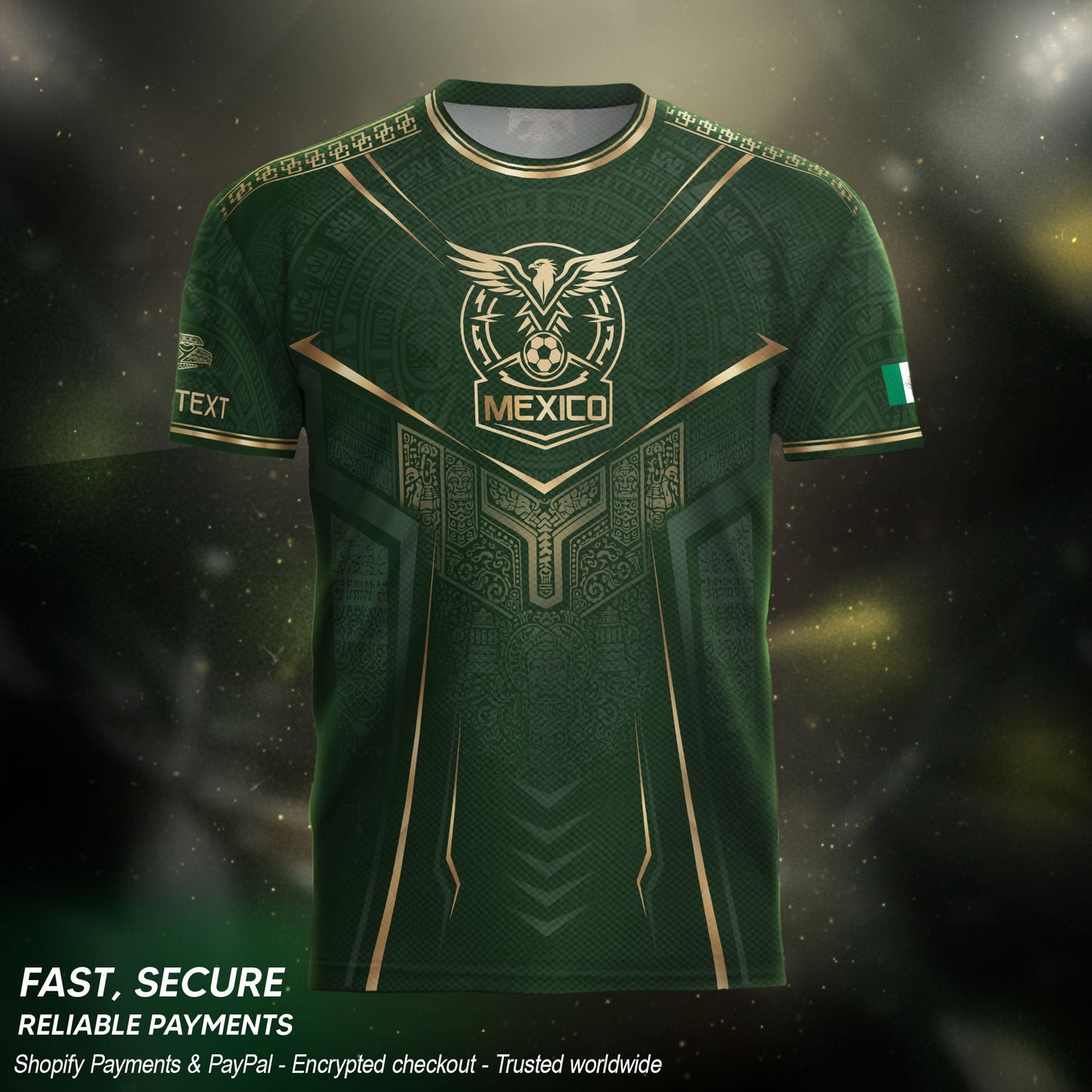 Custom Green Mexico Soccer Jersey Aztec Eagle Emerald Green Football Shirt