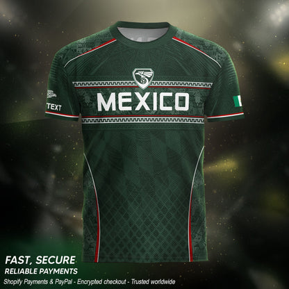 Mexico Soccer Jersey Personalized Name Number Aztec Pattern Green Football Shirt
