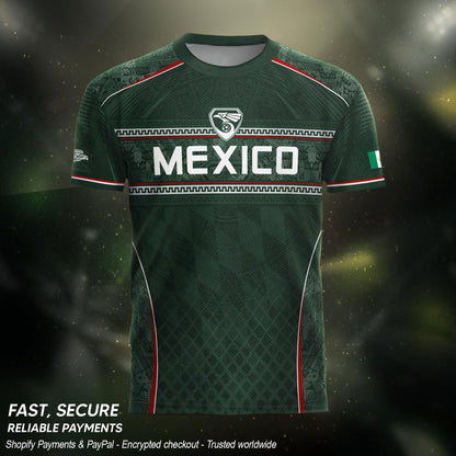 Mexico Soccer Jersey Green National Team Style Football Men Shirt Eagle Crest Fan Tee