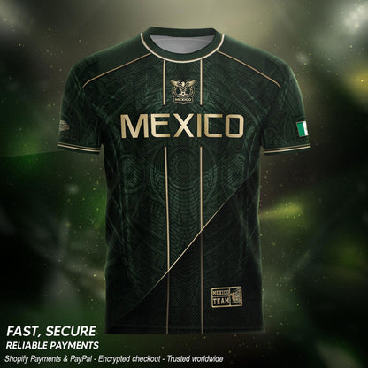 Mexico Soccer Jersey Dark Green Gold Football Shirt Aztec Fan Men Edition Apparel