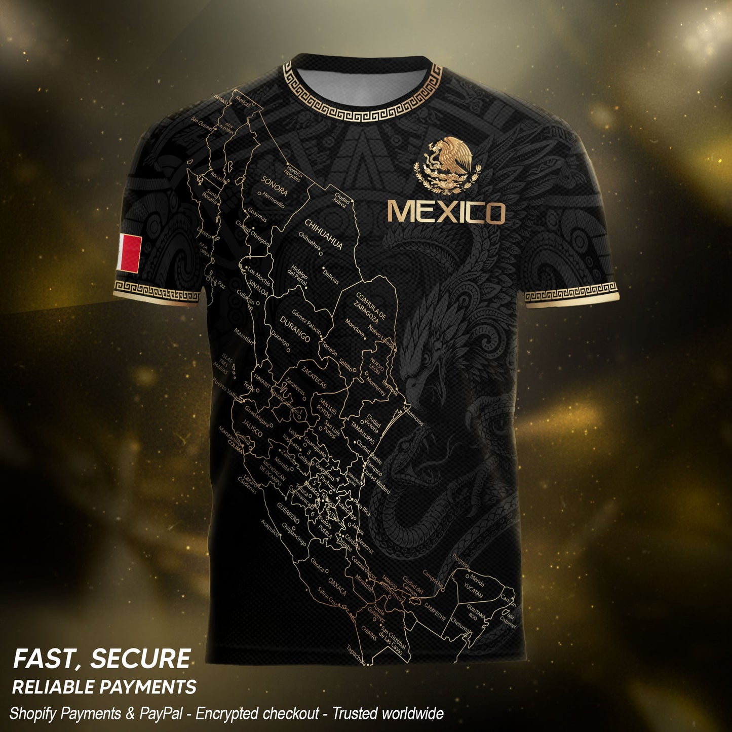 Mexico Soccer Jersey Black Mexico Map - Mexico National Team Fan Football