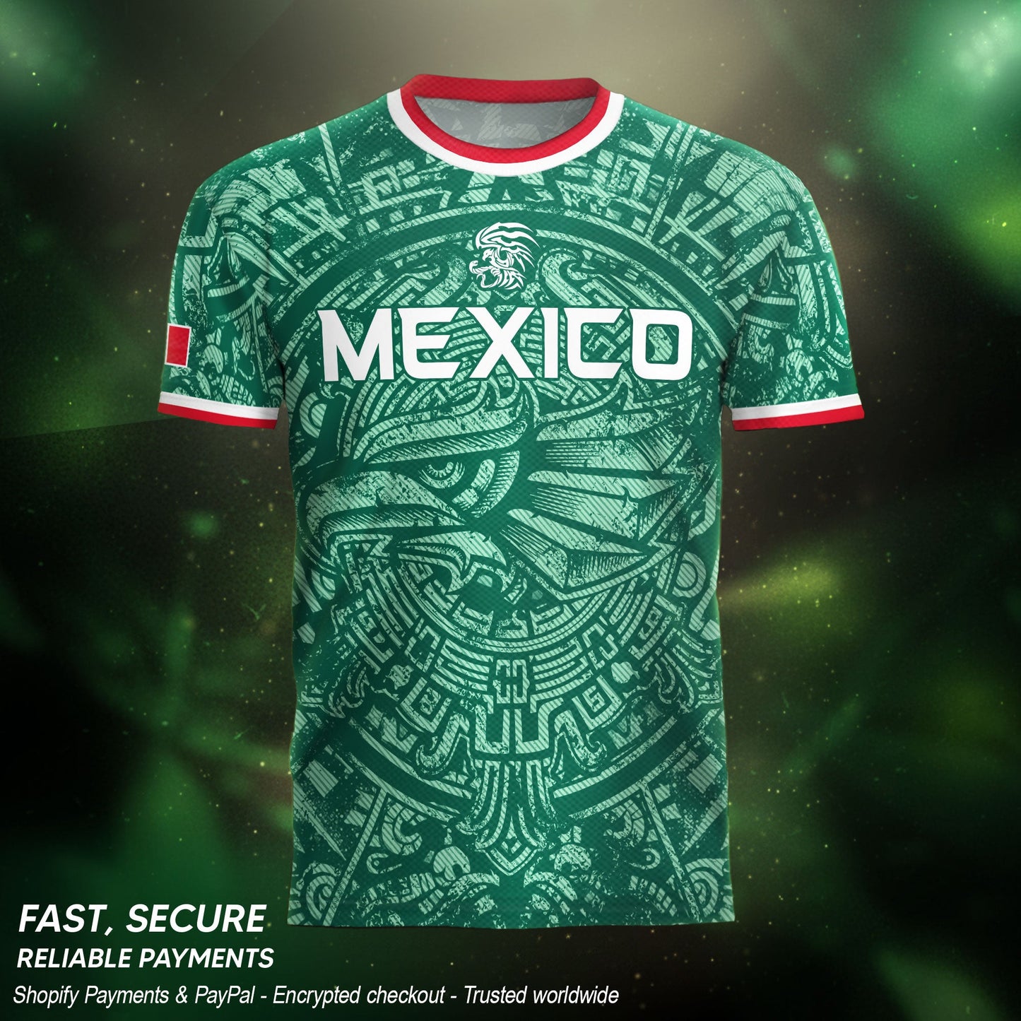 Represent Mexico Soccer Jersey Aztec Eagle Print - Ancient Eagle Heritage Football Shirt Men Gift