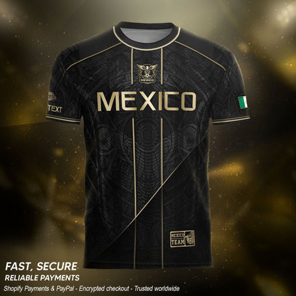 Black Mexico Soccer Jersey Custom Name Number Aztec Warrior Shirt