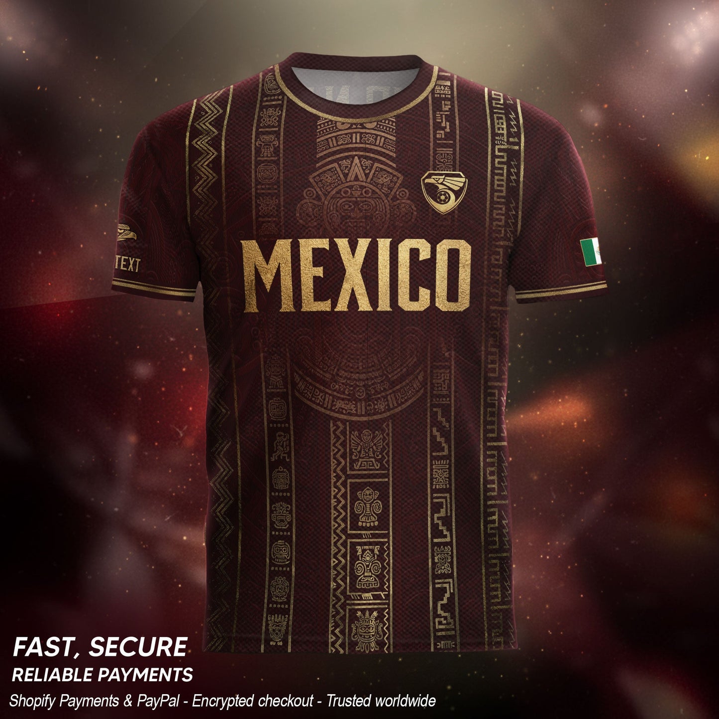 Mexico Soccer Jersey Custom Name Number Aztec Calendar Maroon Shirt