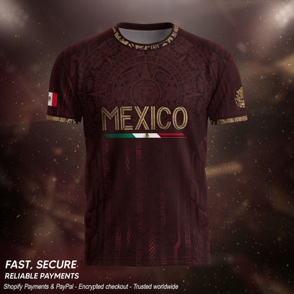 Mexico Football Jersey Maroon Aztec Calendar Soccer Shirt for Mexico Fans