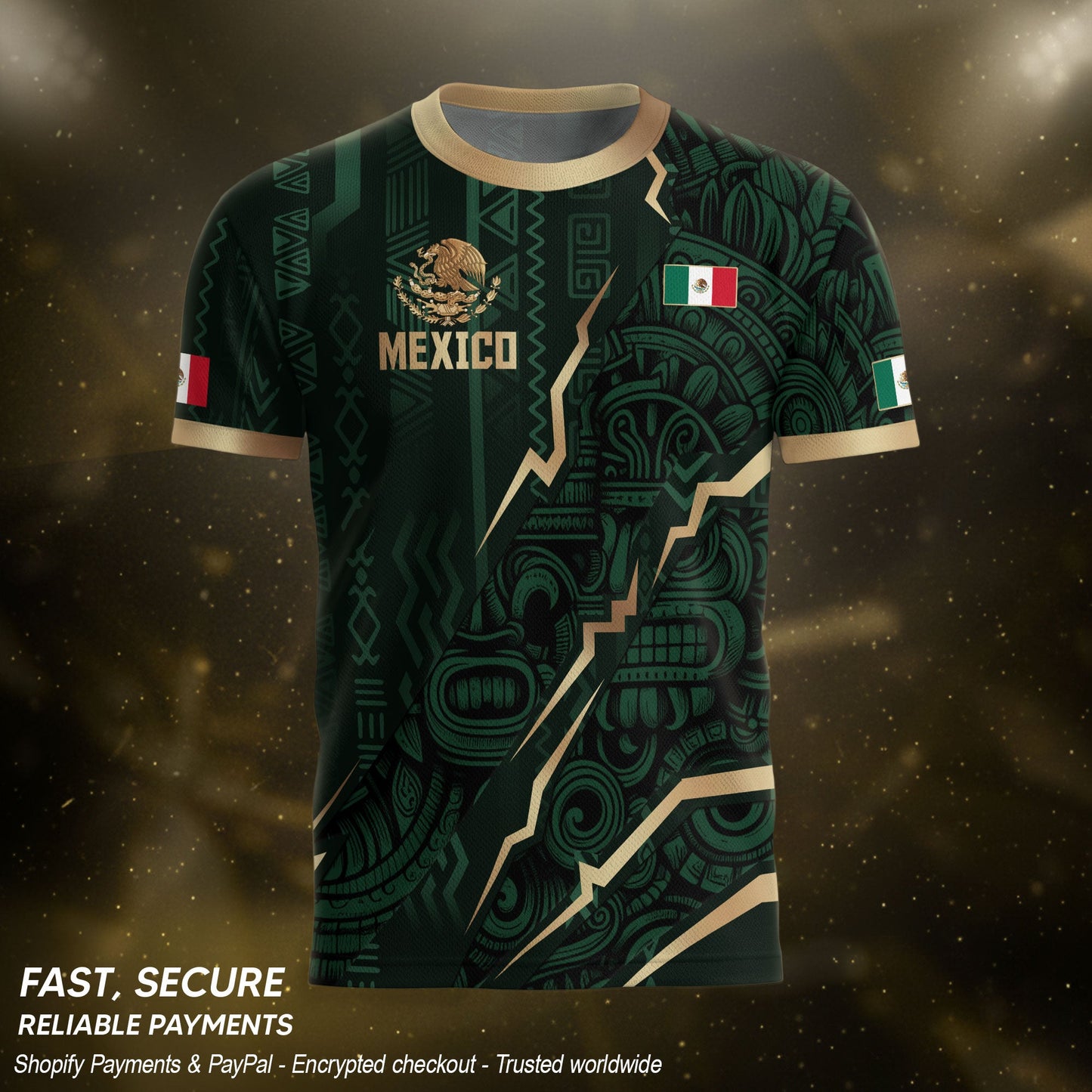 Mexico Soccer Jersey Aztec Eagle Heritage Green Gold Mexican Football Shirt