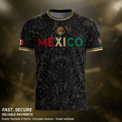 Mexico Soccer Jersey Men – Black Gold Mexican Jersey, Playera de Mexico Hombre