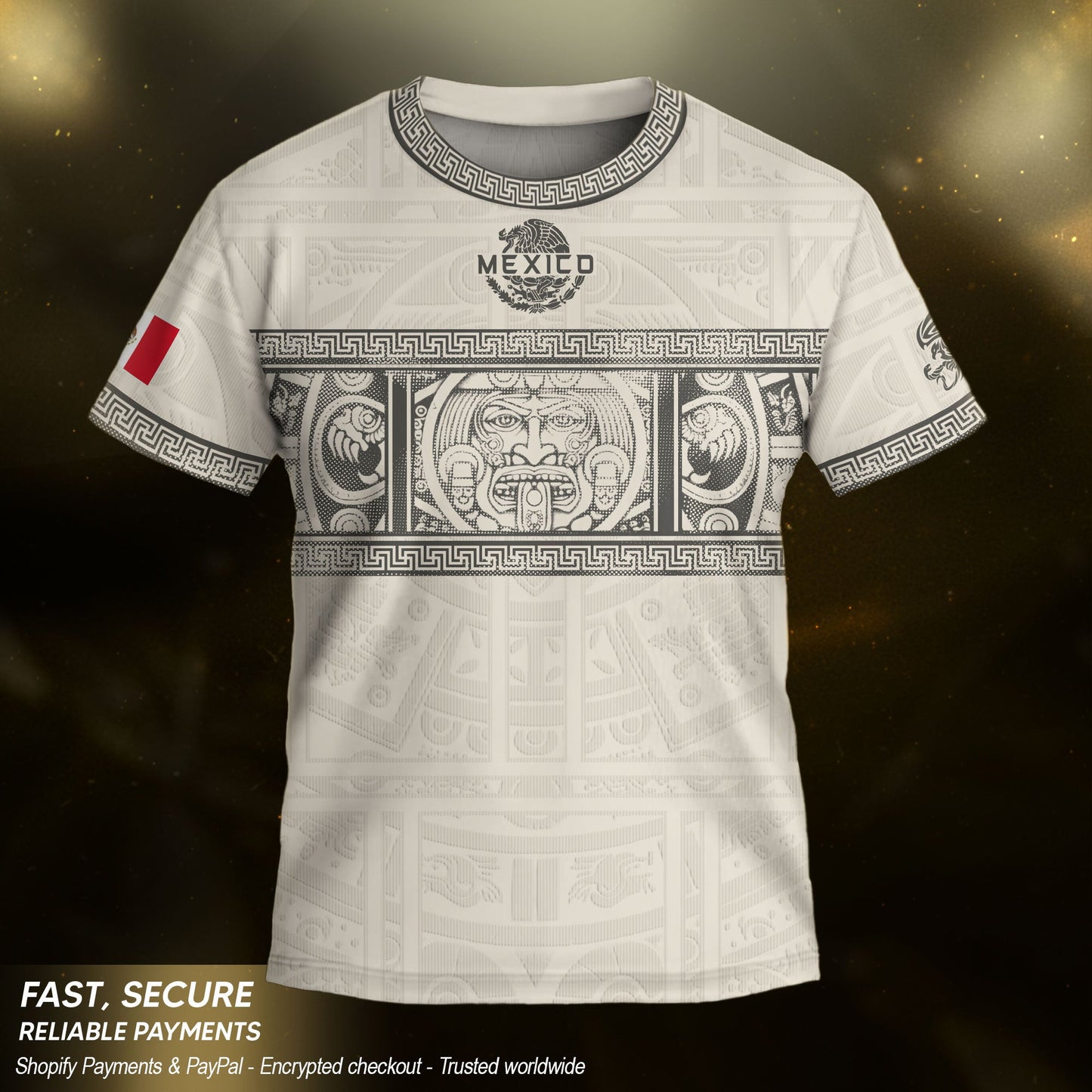 Mexico Kids Soccer Jersey Aztec Art White Youth Football Shirt Toddler Training Kit