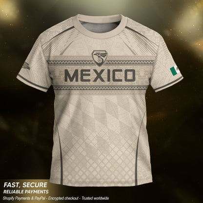 Mexico Youth Soccer Jersey Aztec Design Kids Football Uniform Breathable Sportswear Set