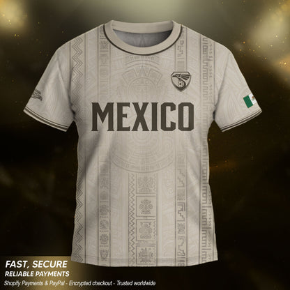Youth Vintage Football Apparel White Gold Eagle Mexico Soccer Jersey Classic Fan Style