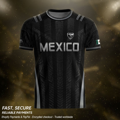 Mexico Soccer Jersey Men Black Aztec Eagle Crest Mexican Football Shirt