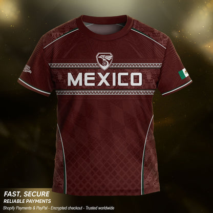 Mexico Soccer Jersey Youth Maroon Aztec Eagle Football Shirt Classic Fan Wear
