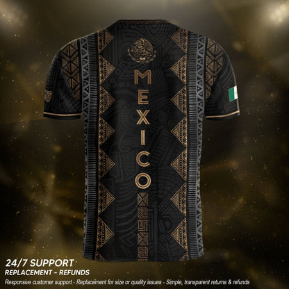 Mexico Heritage Black Gold Vintage Tribal Aztec National Soccer Jersey