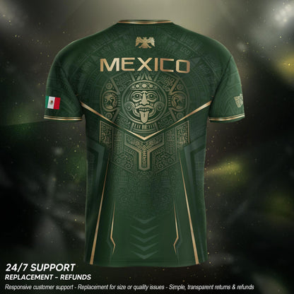 Mexico Soccer Jersey Green Aztec Sun Stone Edition - Mexico Fan Heritage Style Shirt