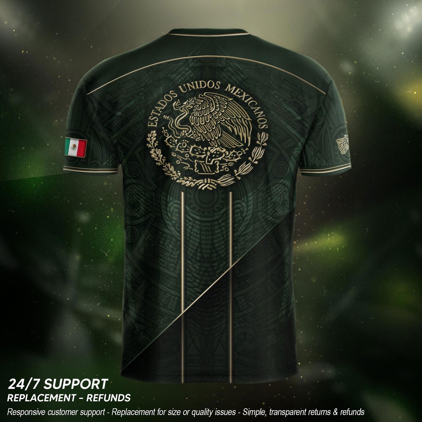 Mexico Green Gold Aztec Eagle Heritage Estados Unidos Mexicanos Soccer Jersey Football