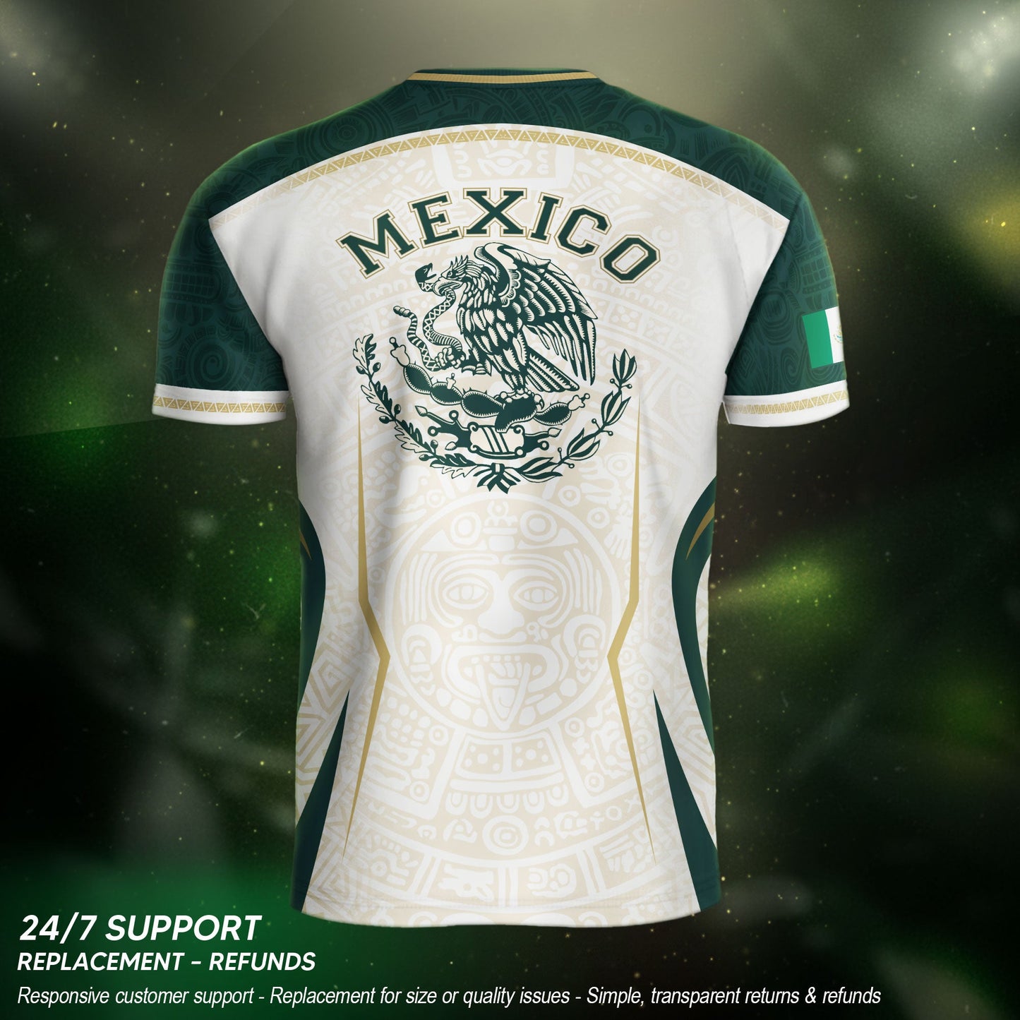 Mexico Green White Aztec Eagle Heritage Estados Unidos Mexicanos Soccer Jersey