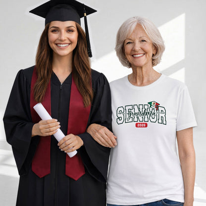 Senior Family 2026 T-Shirt White with Mexico Flag Graduation Cap - Class of 2026 Tee