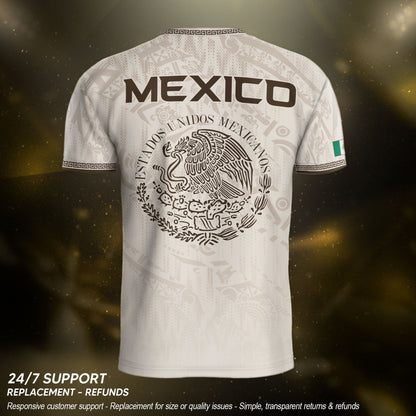 Mexico Soccer Jersey White Aztec Eagle & Snake - Premium National Team Football Shirt