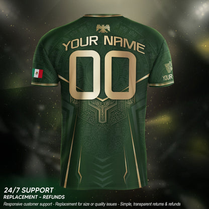 Custom Green Mexico Soccer Jersey Aztec Eagle Emerald Green Football Shirt