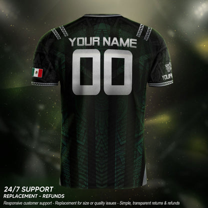 Black Mexico Soccer Jersey Custom Name Number Aztec Warrior Spirit Football Shirt