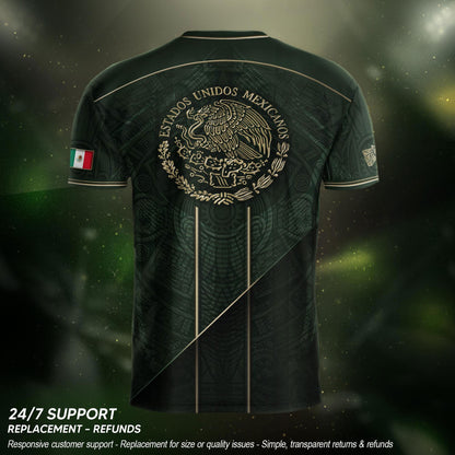 Mexico Soccer Jersey Dark Green Gold Football Shirt Aztec Fan Men Edition Apparel