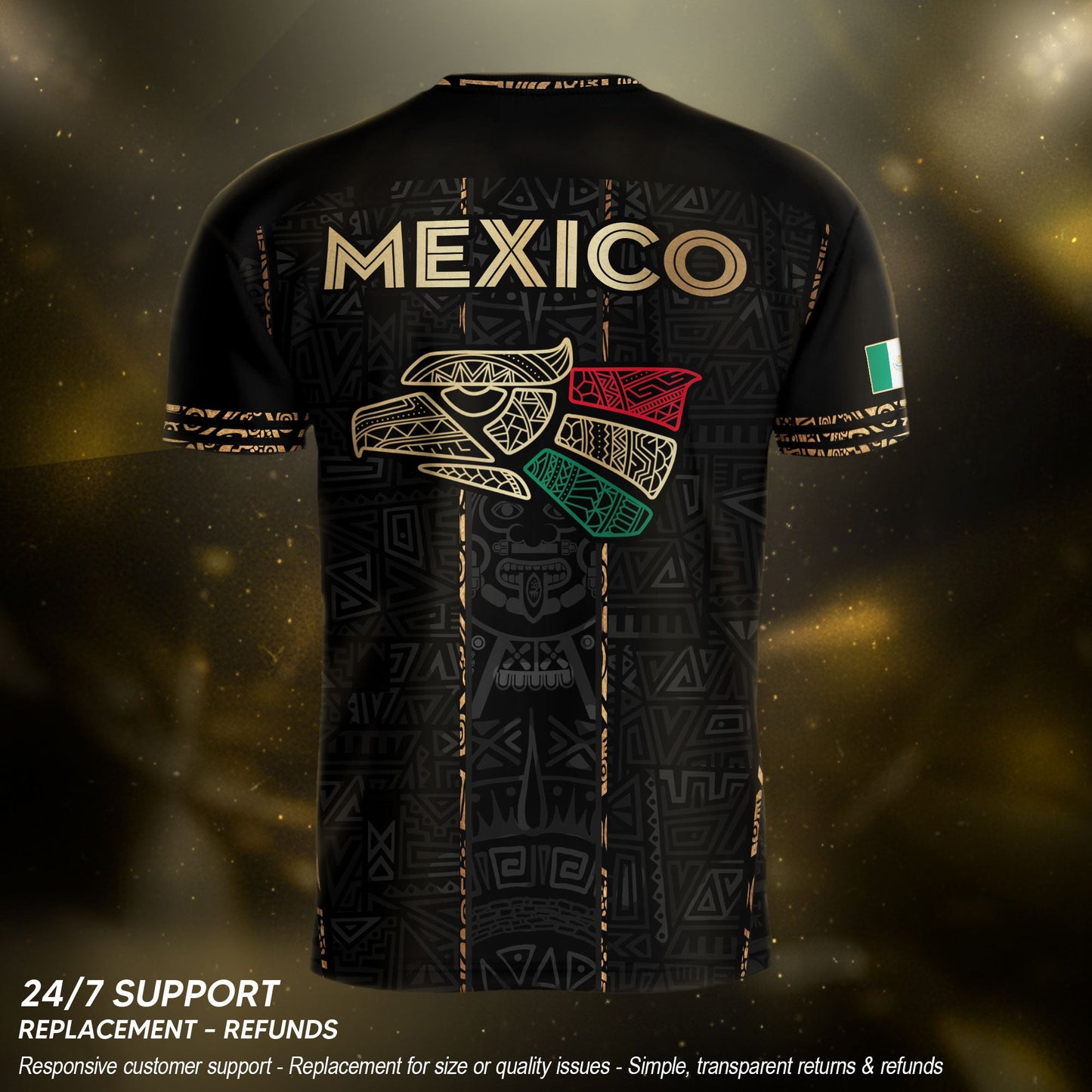Mexico Soccer Jersey Black Design, Aztec Style Football Shirt for Fans