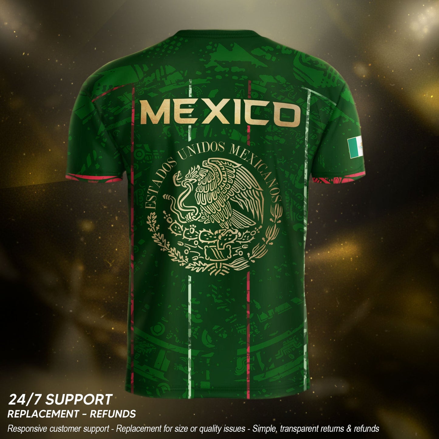 Mexico Soccer Jersey Green Aztec Heritage Pride - Estados Unidos Mexicanos Football Shirt