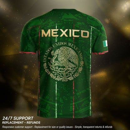 Mexico Soccer Jersey Green Aztec Heritage Pride - Estados Unidos Mexicanos Football Shirt