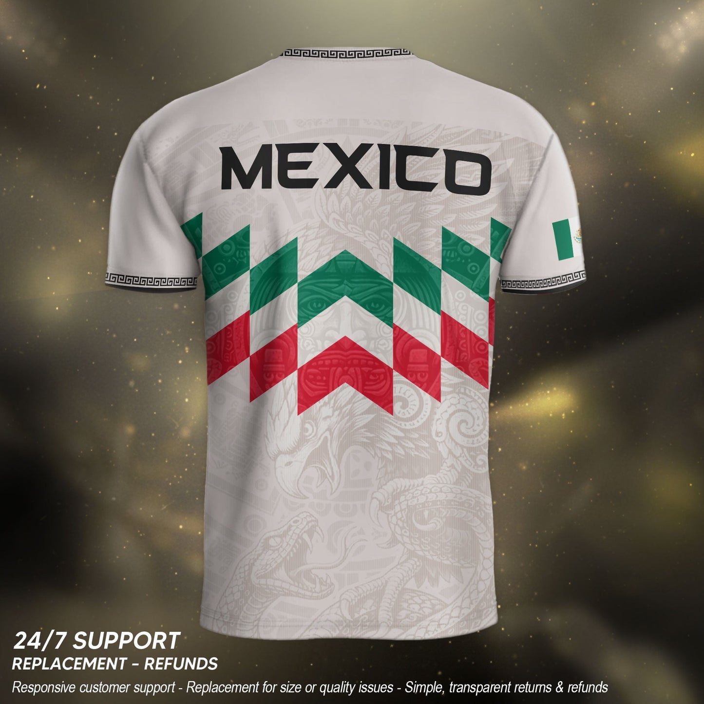 Mexico Soccer Jersey White Chevron Aztec - Mexico National Team Fan Heritage Shirt