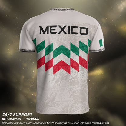 Mexico Soccer Jersey White Chevron Aztec - Mexico National Team Fan Heritage Shirt