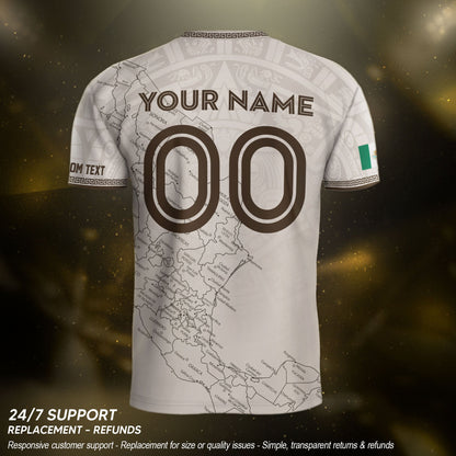 Mexico Soccer Jersey Custom Name - Vintage Map & Eagle Heritage White Football Shirt