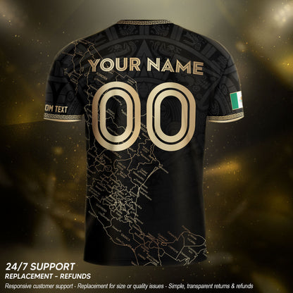 Mexico Soccer Jersey Custom Name - Black & Gold Mexico Map Heritage Football Shirt