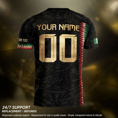 Custom Mexico Soccer Jersey Men Women Black Gold Mexican Football Jersey Playera De Mexico Jersey De Mexico