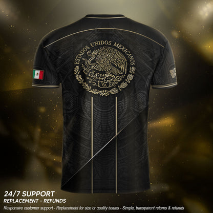 Mexico Soccer Jersey - Black & Gold Aztec Heritage Tribal Football Shirt