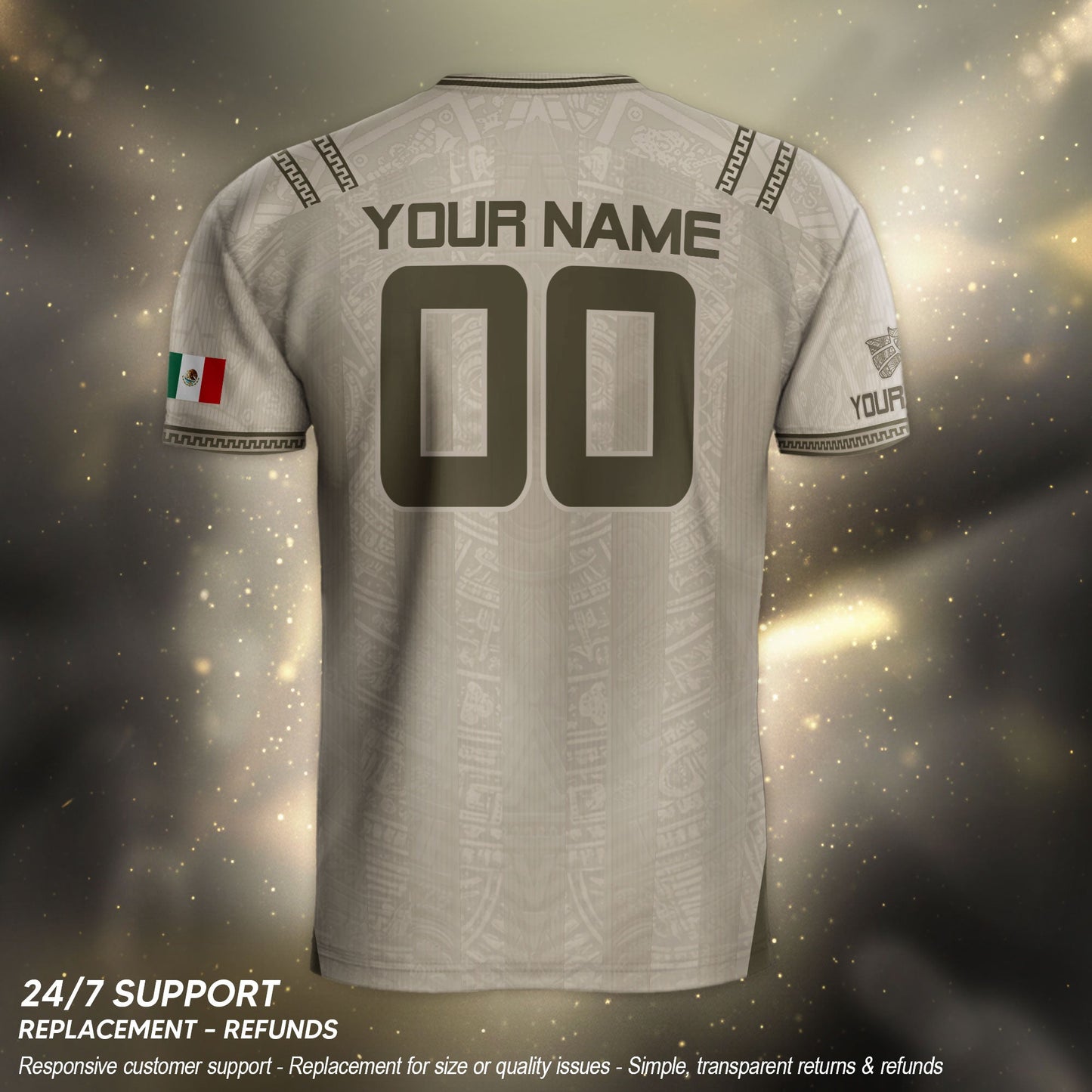 Mexico Soccer Jersey Personalized Team Gear Beige Aztec Warrior Football Top