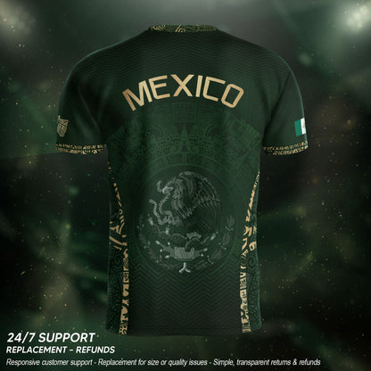 Mexico Soccer Jersey Aztec Sun Calendar Green Gold Football Shirt Men Women