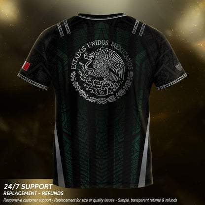 Mexico Soccer Jersey Black Green National Coat of Arms Heritage Football Shirt Set