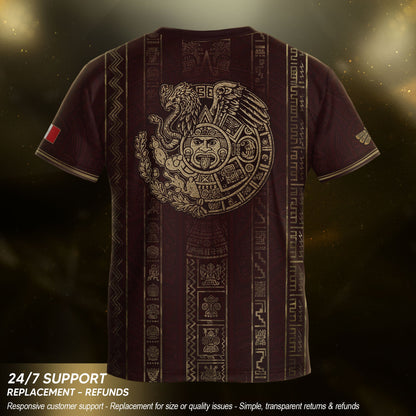 Mexico Youth Soccer Jersey Maroon Aztec Kids Football Shirt Vintage Heritage Sportswear