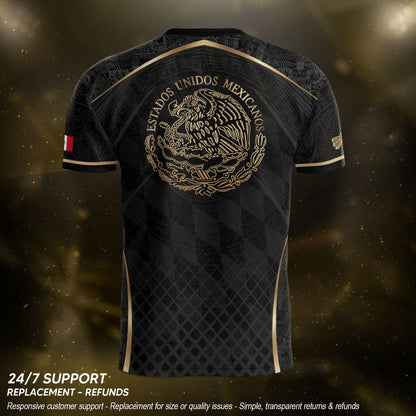Mexico Soccer Jersey Men Black Gold Aztec Football Shirt Retro Fan Apparel