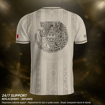 Mexico Soccer Jersey Men White Aztec Pattern Football Shirt Classic Fan Apparel