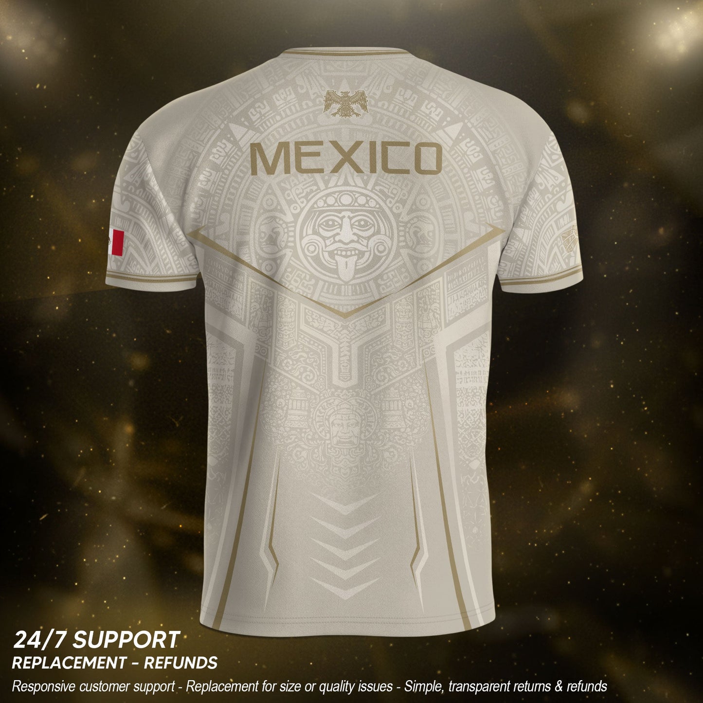 Mexico Soccer Jersey Aztec Eagle Heritage Football Men Shirt Mexico Fan Tee Beige