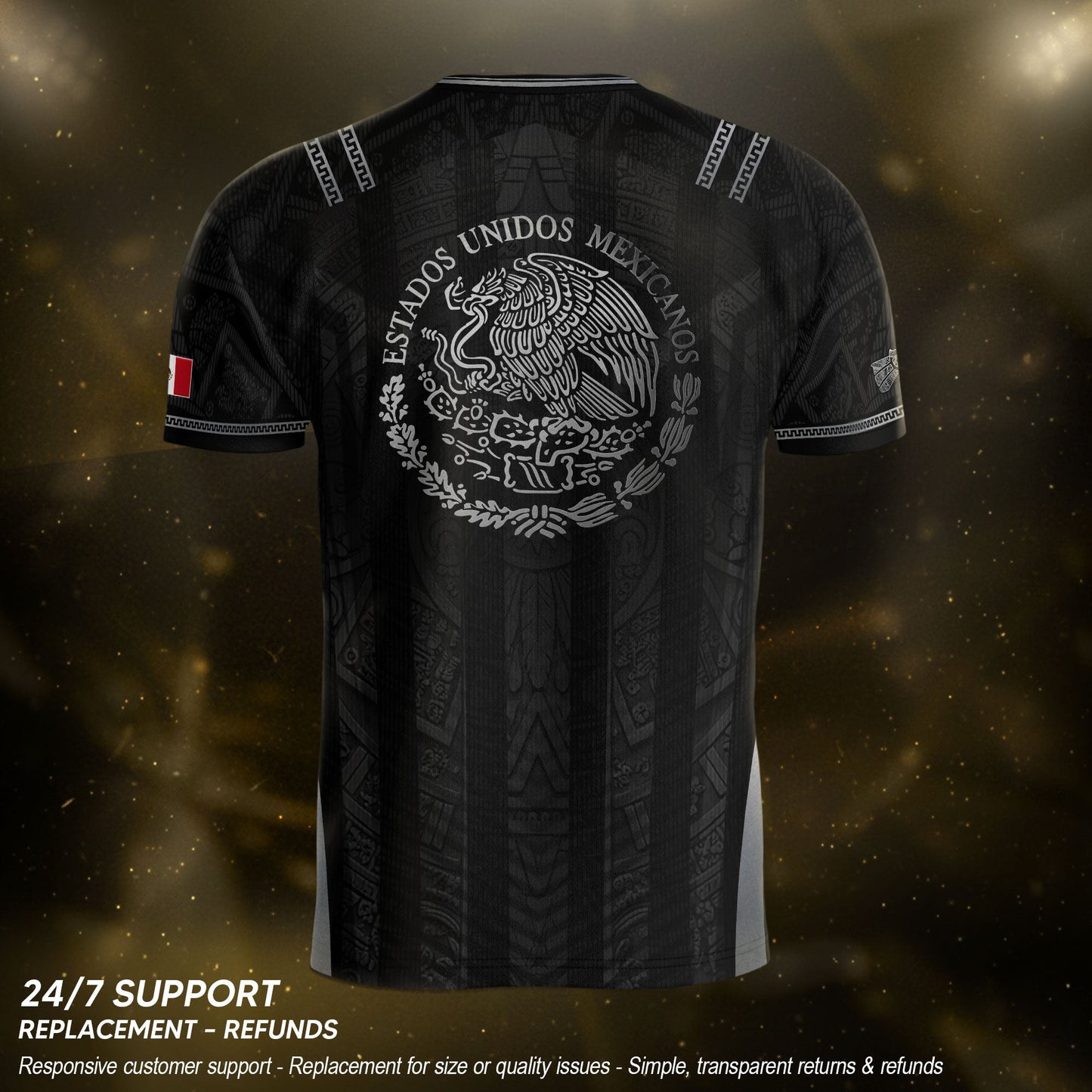 Mexico Soccer Jersey Men Black Aztec Eagle Crest Mexican Football Shirt