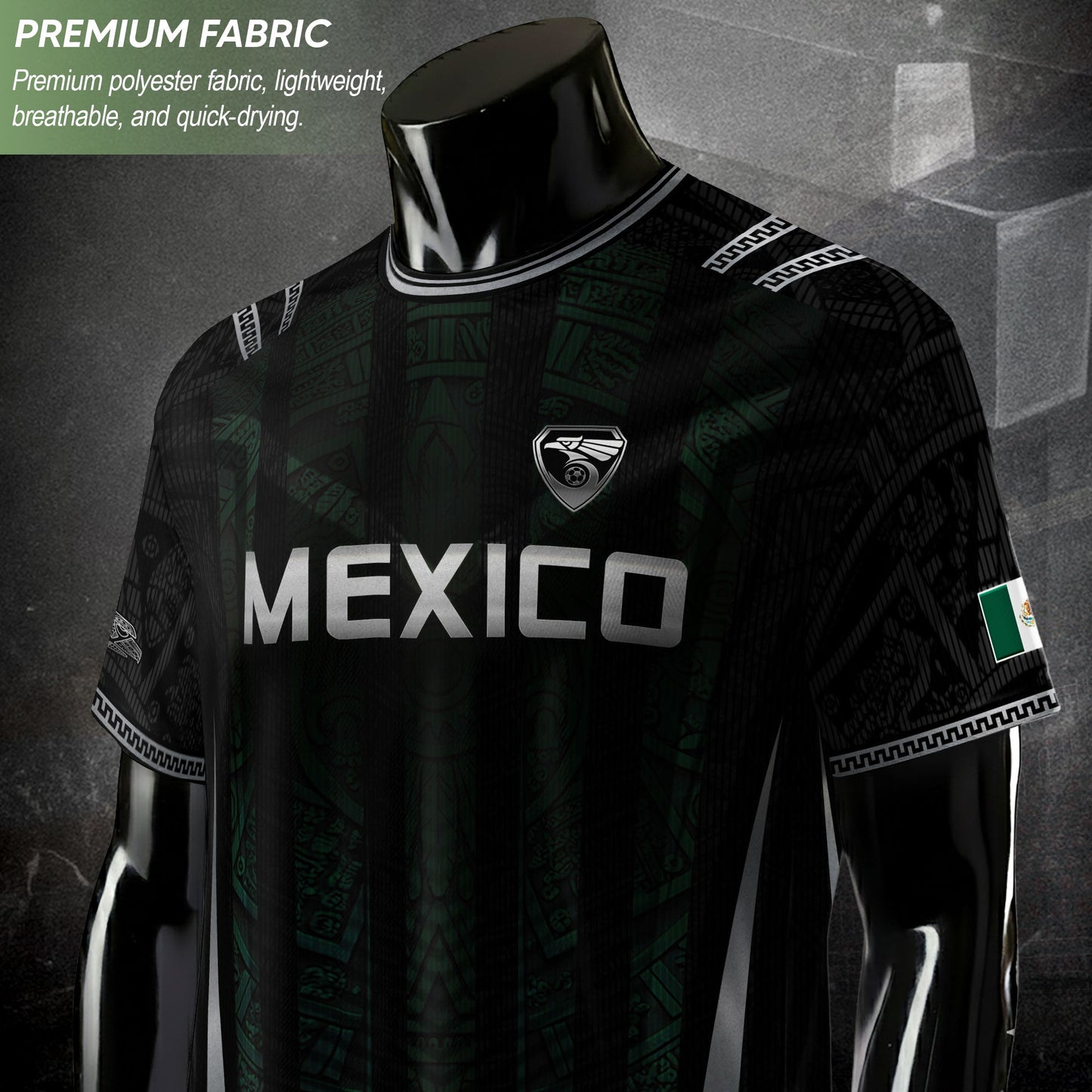 Mexico Green Black Aztec Eagle Heritage Estados Unidos Mexicanos Soccer Jersey Football