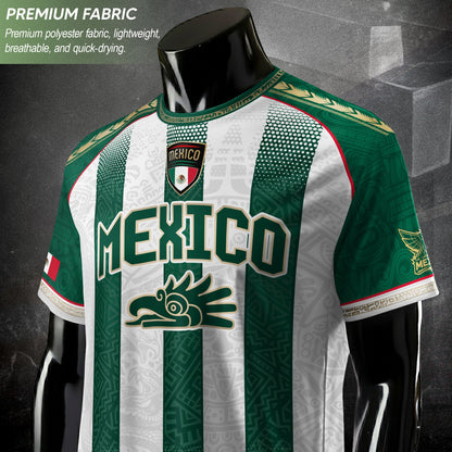 Mexico Soccer Green White Aztec Pattern Football Design Mexico Fan Heritage Style