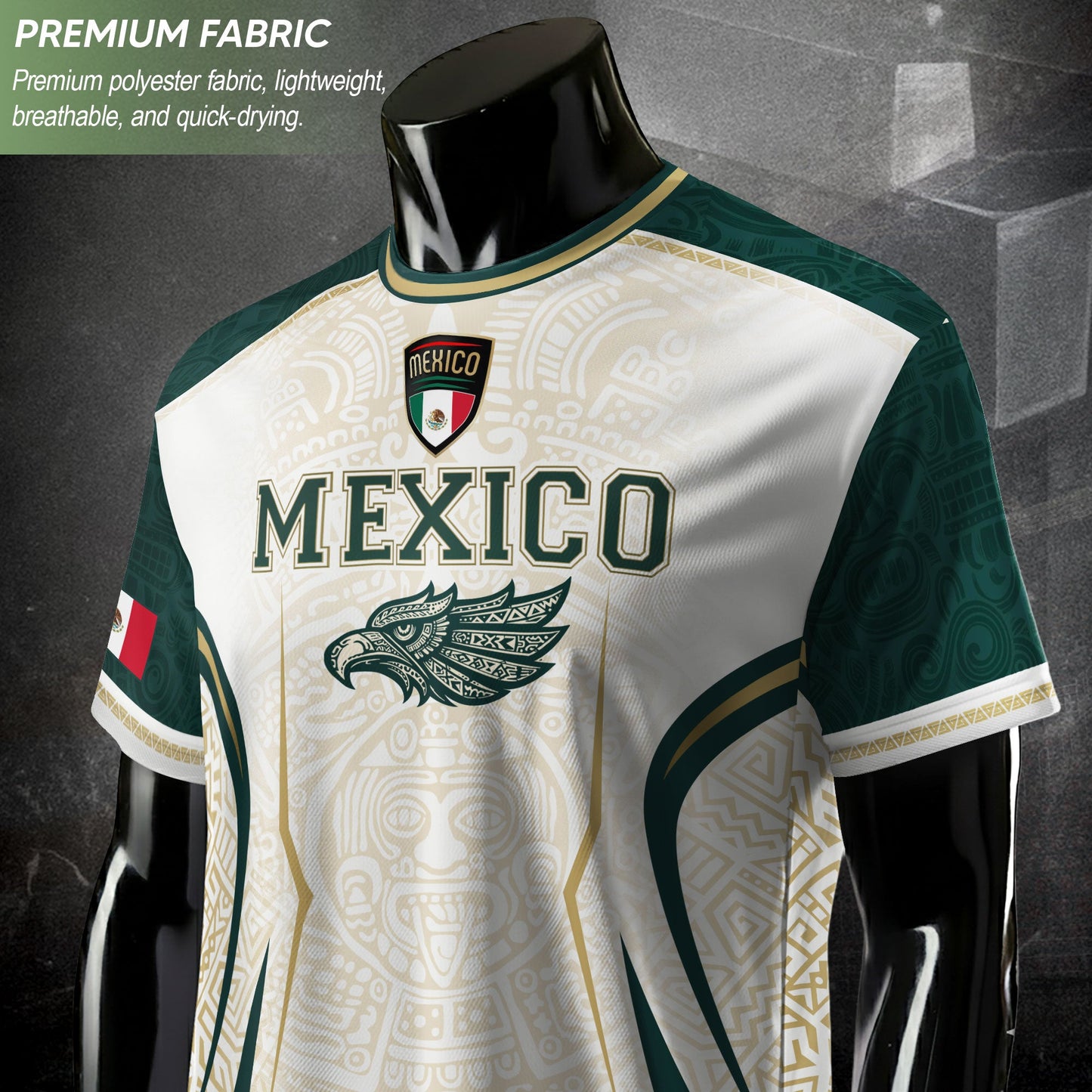 Mexico Green White Aztec Eagle Heritage Estados Unidos Mexicanos Soccer Jersey