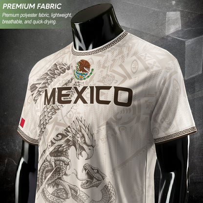 Mexico Soccer Jersey White Aztec Eagle & Snake - Premium National Team Football Shirt