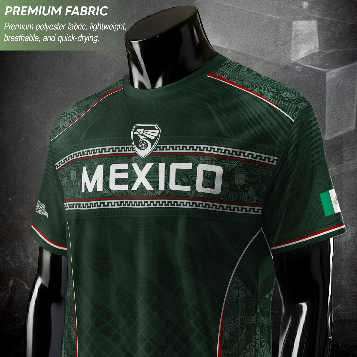 Mexico Soccer Jersey Green National Team Style Football Men Shirt Eagle Crest Fan Tee