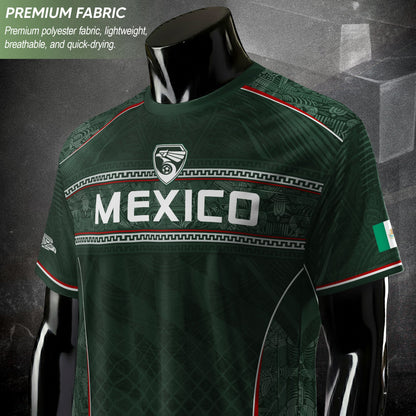 Mexico Soccer Jersey Green National Team Style Football Men Shirt Eagle Crest Fan Tee