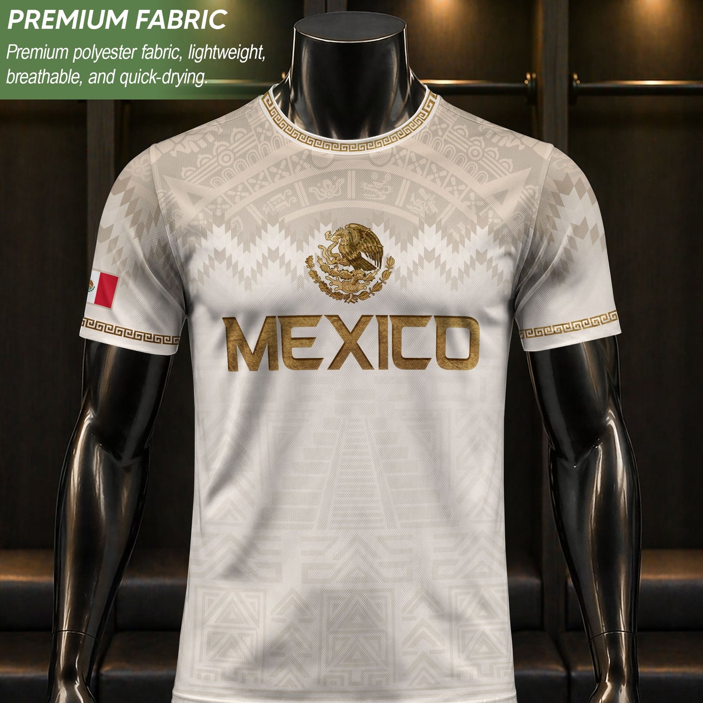 Men's Black Mexico Aztec Calendar Graphic T-Shirt – Gold Mexico Eagle Heritage Print Tee